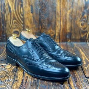 Sanders Diplomat London Black Oxford Brogue Men‎ Shoes Size 10.5 Made in England